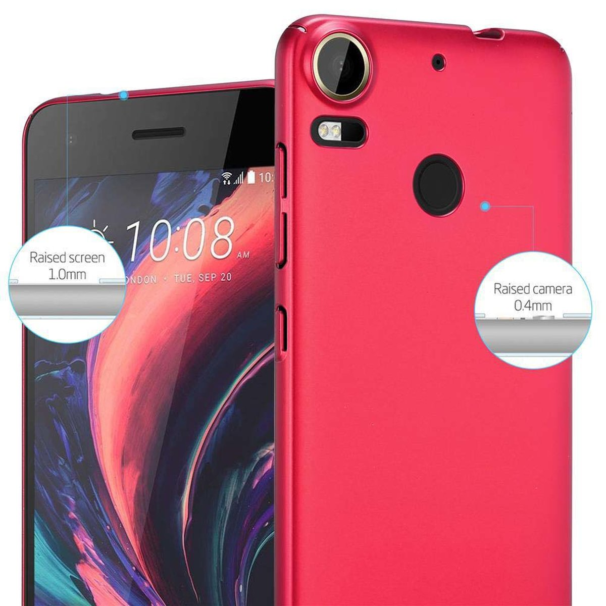 CADORABO Hülle im 10 PRO, Metall Backcover, METALL HTC, Style, Case Desire Hard ROT Matt