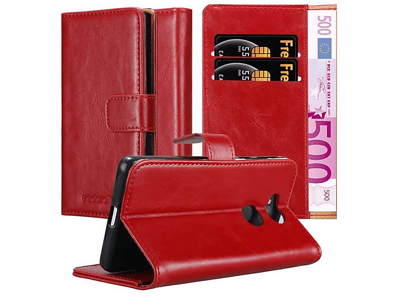 CADORABO Hülle Bookcover, Xperia Book Sony, Style, ROT WEIN Luxury L2