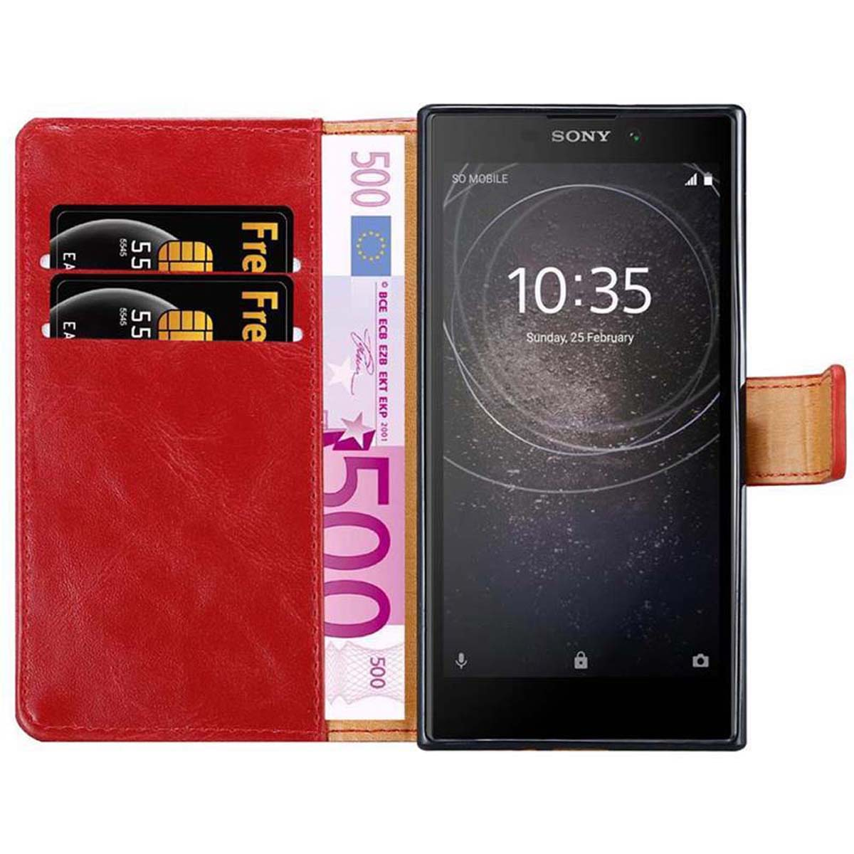 Luxury Style, L2, Bookcover, Sony, ROT CADORABO Hülle Xperia WEIN Book