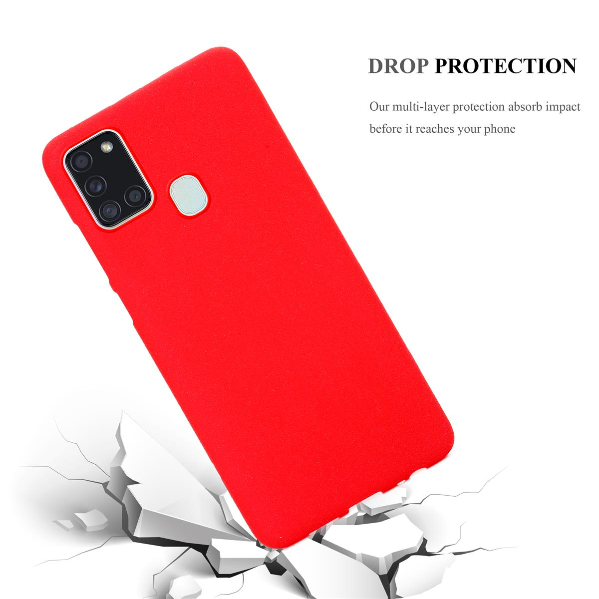 Frosted Samsung, CADORABO ROT TPU FROST Backcover, Galaxy Schutzhülle, A21s,