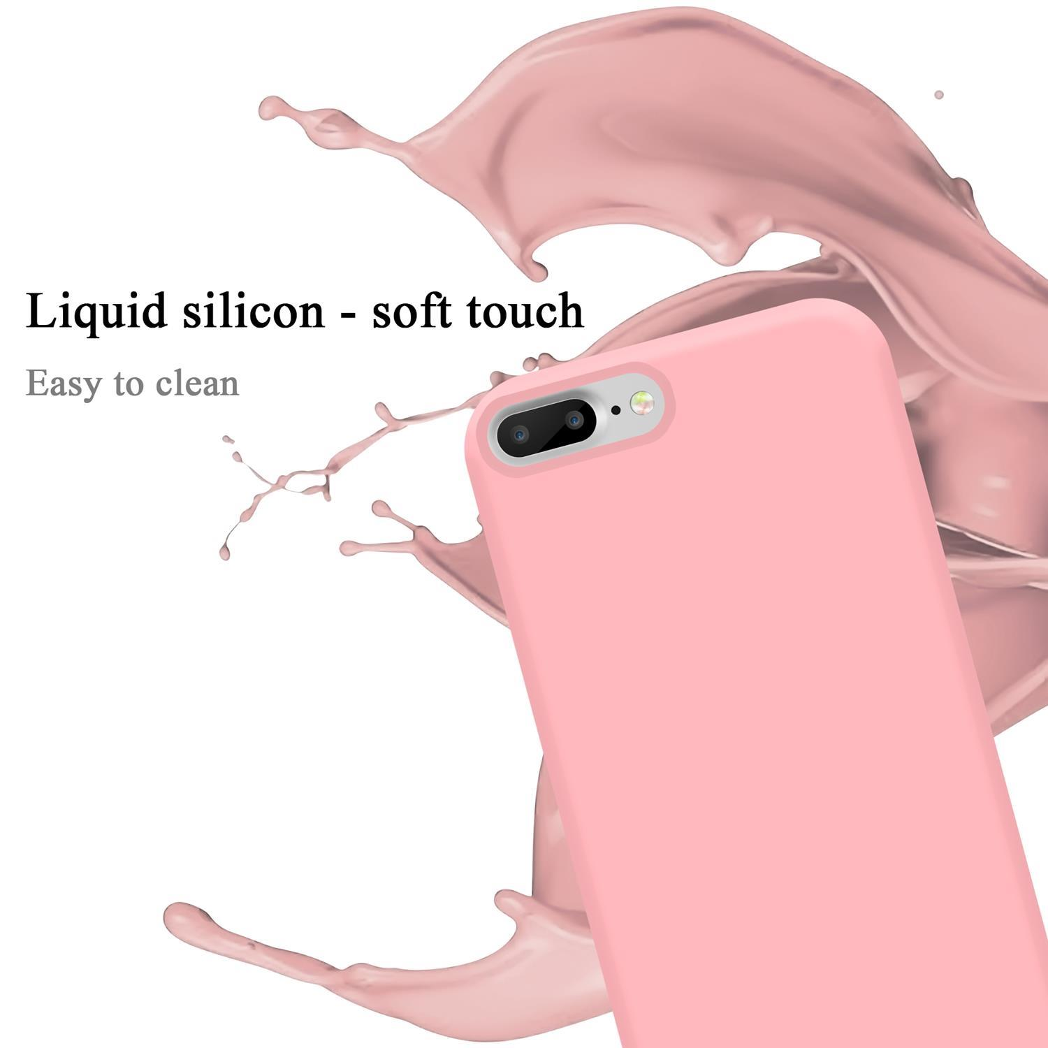 Custodia per telefono rosa con silicone liquido soft touch. Il testo recita 'Liquid silicon - soft touch'.