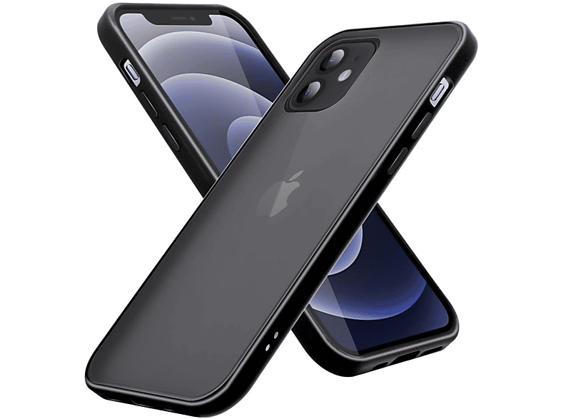 CADORABO Hülle Hybrid Schutzhülle mit Apple, iPhone matter / Backcover, TPU Kunststoff 12 Innenseite Schwarz Silikon Rückseite, PRO, und 12 Matt