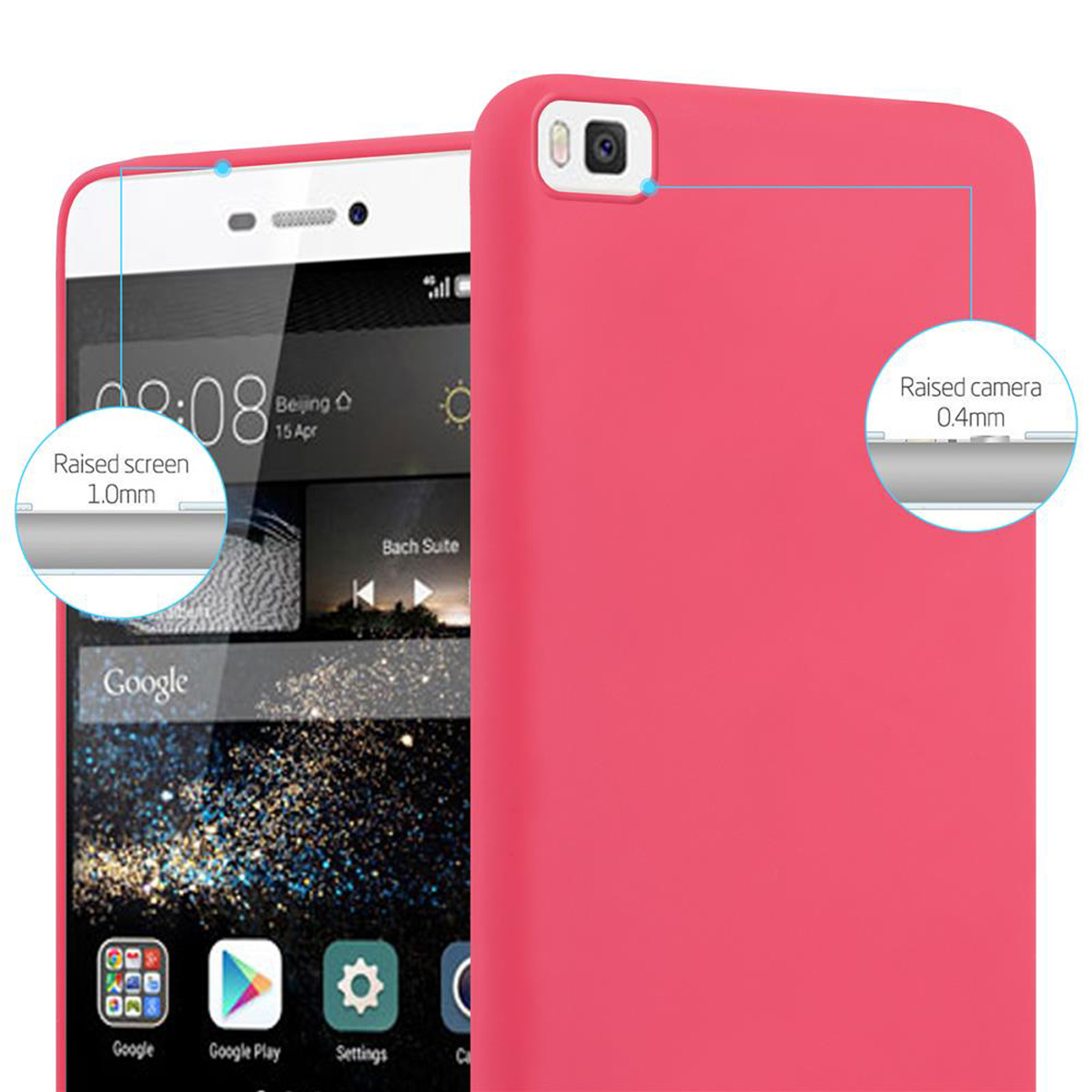ROT Huawei, Candy P8, TPU CADORABO Style, CANDY im Hülle Backcover,