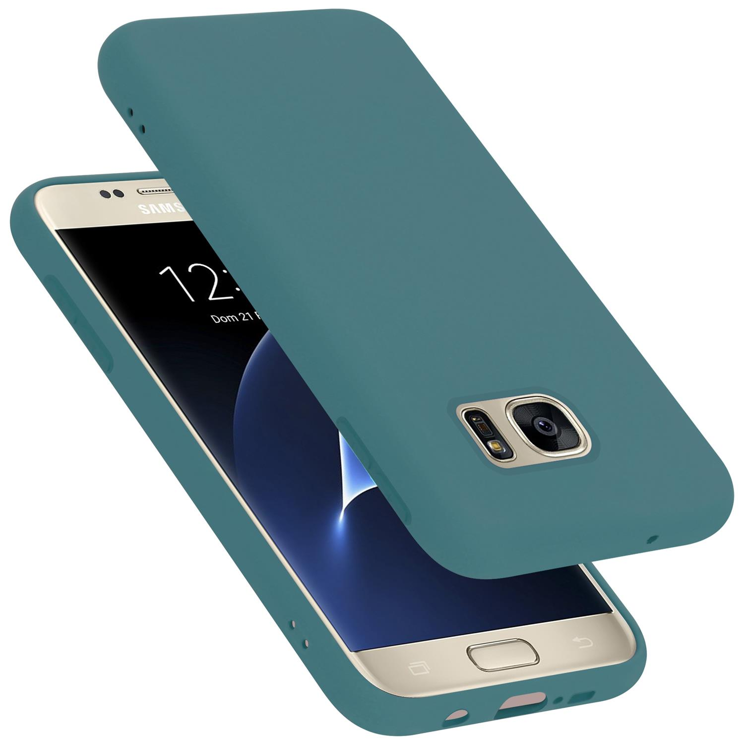 CADORABO Hülle im Liquid Silicone Backcover, Style, Galaxy S7, LIQUID Samsung, Case GRÜN