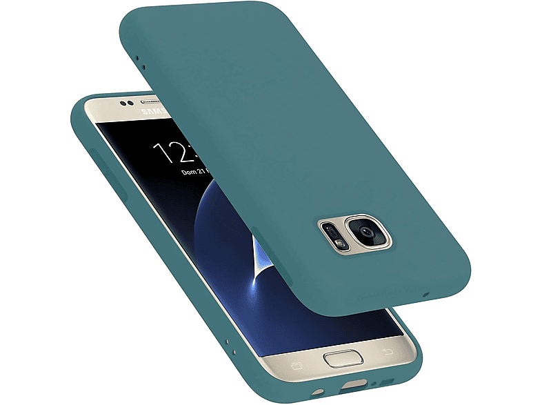 CADORABO Hülle im Liquid Silicone Case Style, Backcover, Samsung, Galaxy S7, LIQUID GRÜN