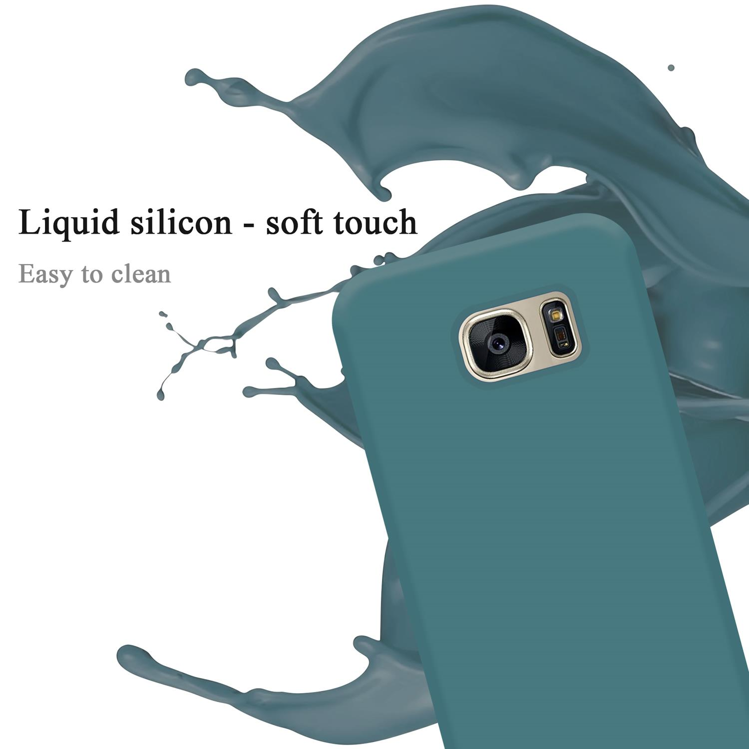 Case Silicone CADORABO im S7, LIQUID Liquid Galaxy Samsung, Style, Backcover, Hülle GRÜN