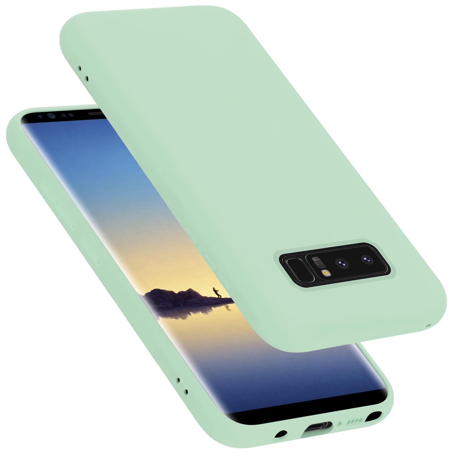 CADORABO GRÜN Liquid Samsung, NOTE Style, HELL Case Galaxy 8, Backcover, LIQUID Hülle im Silicone