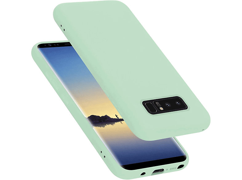 CADORABO Hülle im Liquid Silicone Case Style, Backcover, Samsung, Galaxy NOTE 8, LIQUID HELL GRÜN