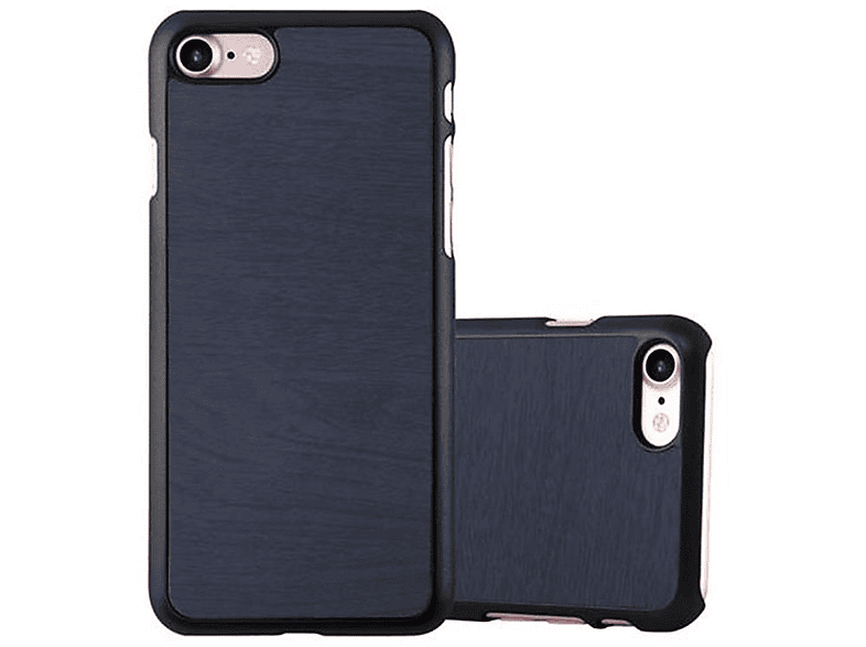 CADORABO Hülle Hard Case Woody Style, Backcover, Apple, iPhone 7 / 7S / 8 / SE 2020, WOODY BLAU