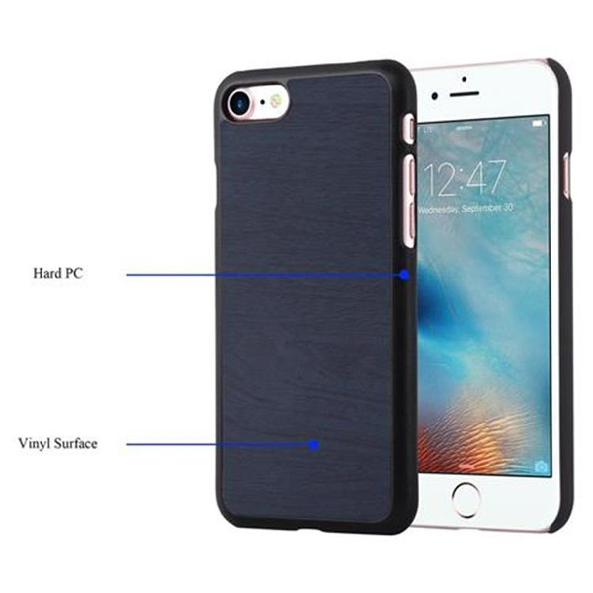WOODY Backcover, 7 CADORABO Apple, iPhone / Style, SE Woody Hülle / / Hard 8 7S 2020, Case BLAU