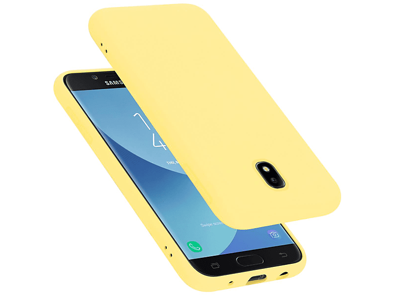 CADORABO Hülle im Liquid Silicone Case Style, Backcover, Samsung, Galaxy J5 2017, LIQUID GELB