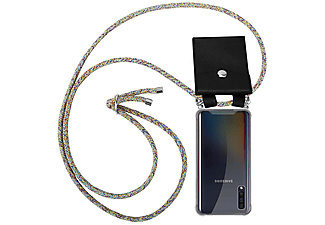 carcasa de móvil  - Funda flexible para móvil - Carcasa de TPU Silicona ultrafina CADORABO, Samsung, Galaxy A30S, fucsia negro blanco punto