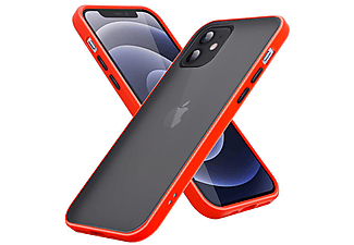 carcasa de móvil  - Funda para móvil de plástico duro y TPU Silicona - carcasa híbrida CADORABO, Apple, iPhone 12 Mini (5,4"), mate rojo - botones negros