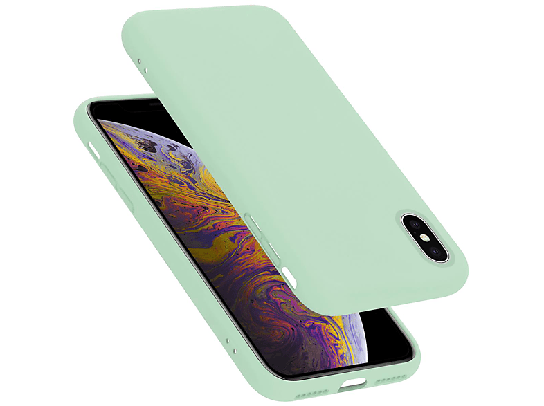 CADORABO Hülle Liquid Case HELL X Backcover, Style, Apple, / LIQUID GRÜN iPhone Silicone XS, im