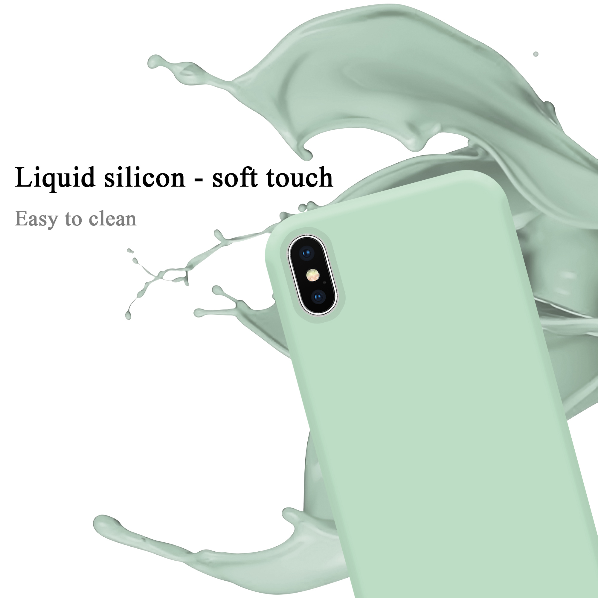 CADORABO Hülle im X / Silicone HELL Case iPhone GRÜN Style, Liquid Backcover, Apple, LIQUID XS
