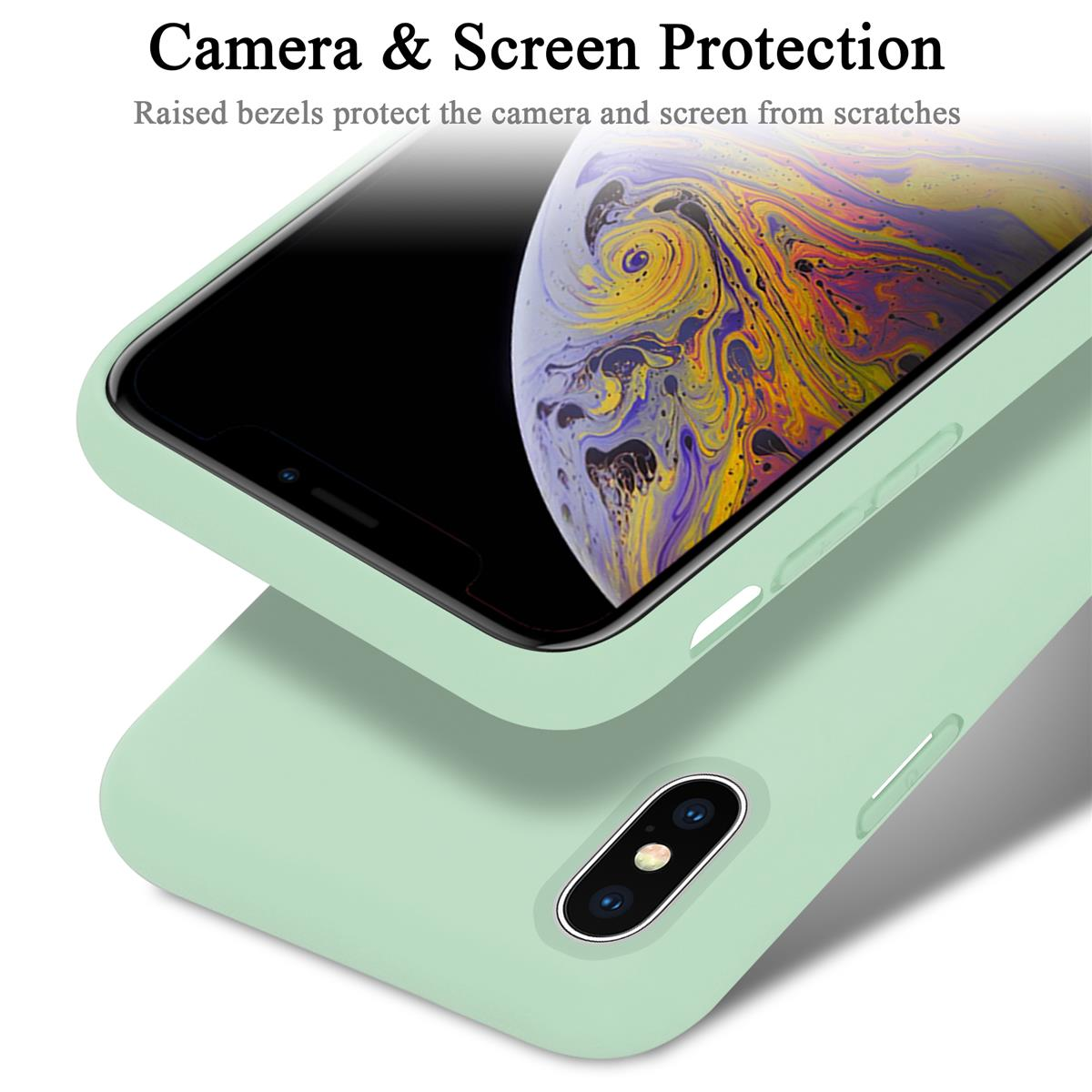 CADORABO Hülle Liquid Case HELL X Backcover, Style, Apple, / LIQUID GRÜN iPhone Silicone XS, im
