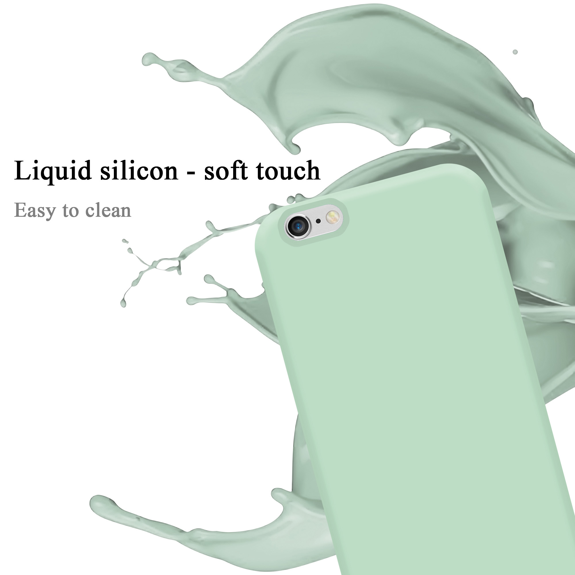 CADORABO Hülle im Liquid Silicone LIQUID Backcover, Apple, iPhone Style, 6S, HELL / Case 6 GRÜN