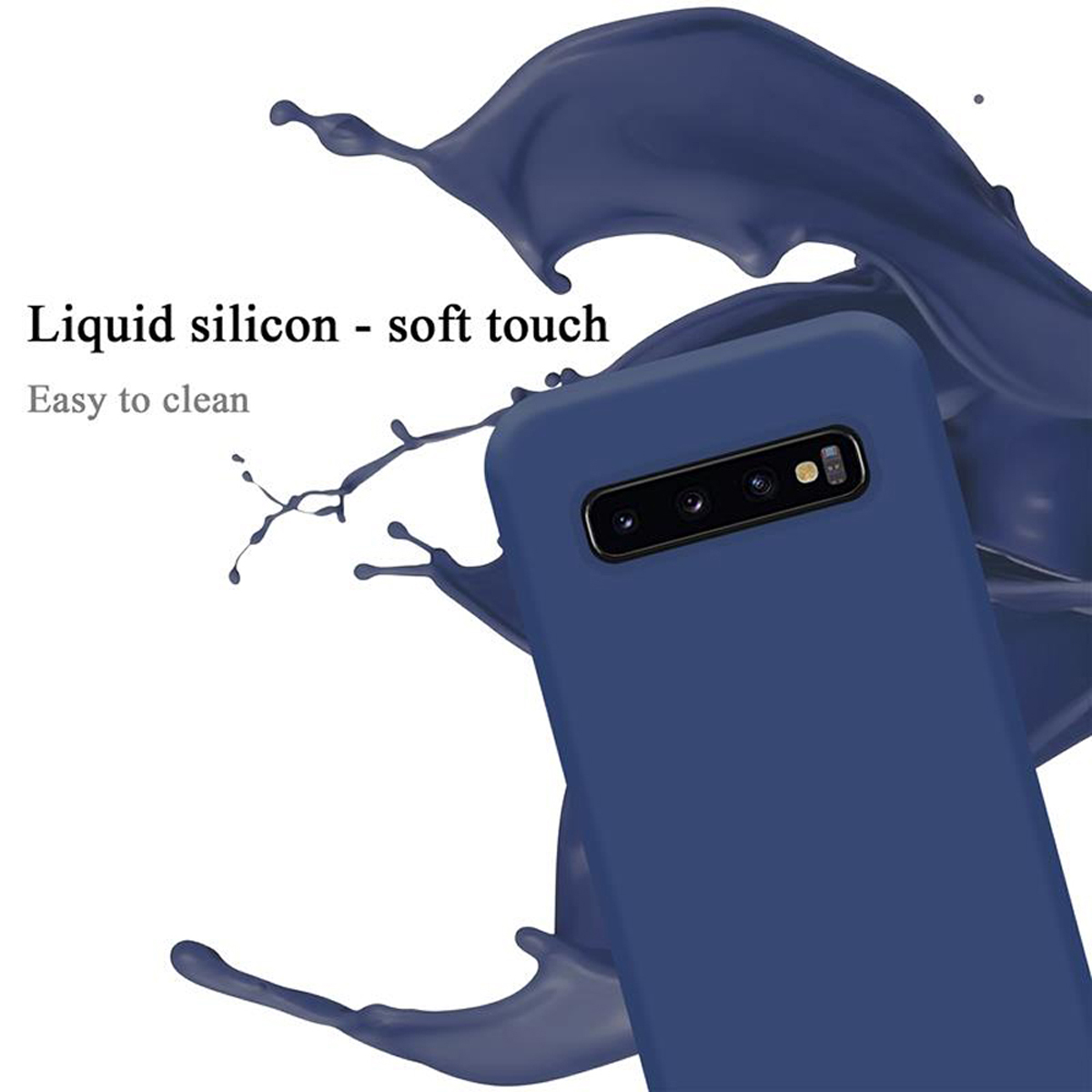 Blaue Handyhülle mit flüssigem Silikon.