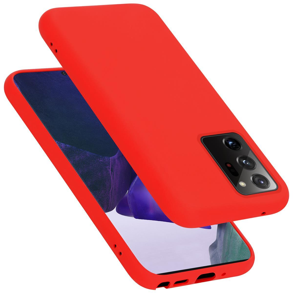 20 Hülle im Galaxy Liquid Silicone NOTE Case CADORABO Backcover, Samsung, LIQUID Style, ROT ULTRA,
