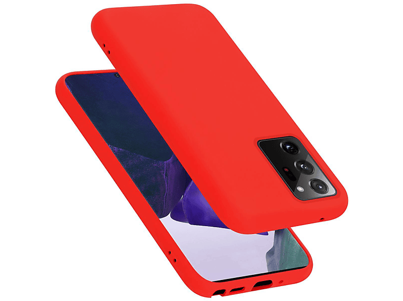 CADORABO Hülle im Liquid Style, Samsung, ULTRA, 20 Galaxy NOTE Case LIQUID Backcover, ROT Silicone