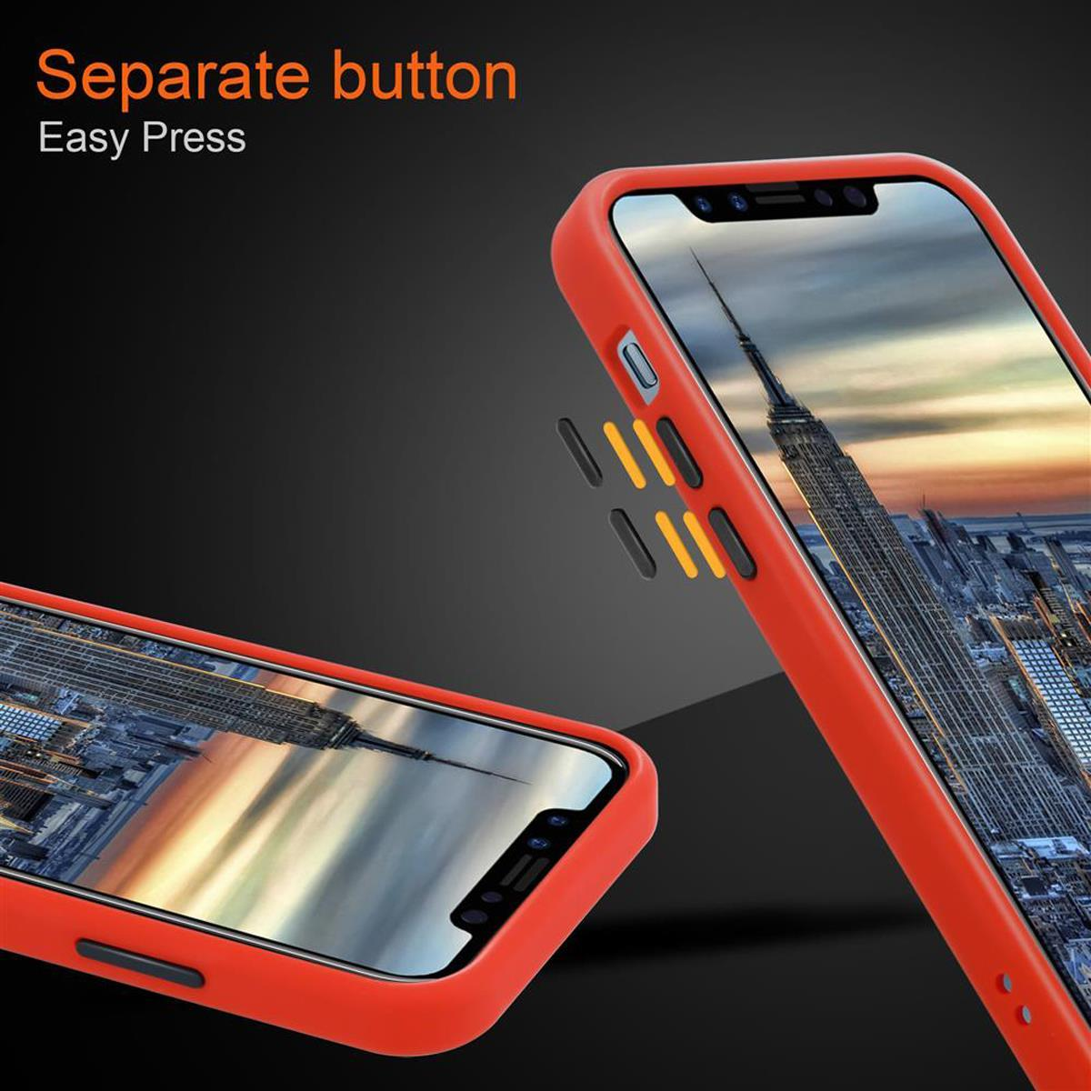Hülle X iPhone CADORABO Hybrid Silikon Apple, Matt matter Kunststoff Tasten - mit und Rückseite, TPU Schwarze Rot Schutzhülle Innenseite XS, Backcover, /