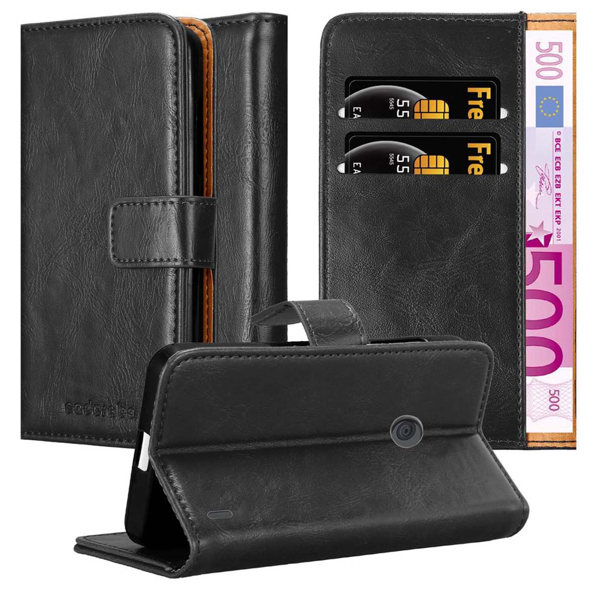 Luxury / Book Bookcover, 520 Style, 521, Nokia, GRAPHIT Lumia SCHWARZ Hülle CADORABO