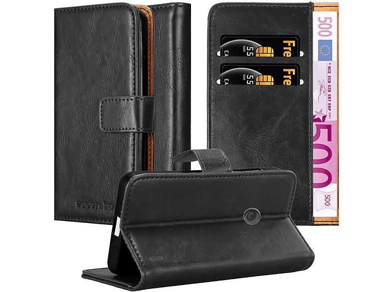 CADORABO Hülle Luxury Book Style, Bookcover, Nokia, Lumia 520 / 521, GRAPHIT SCHWARZ
