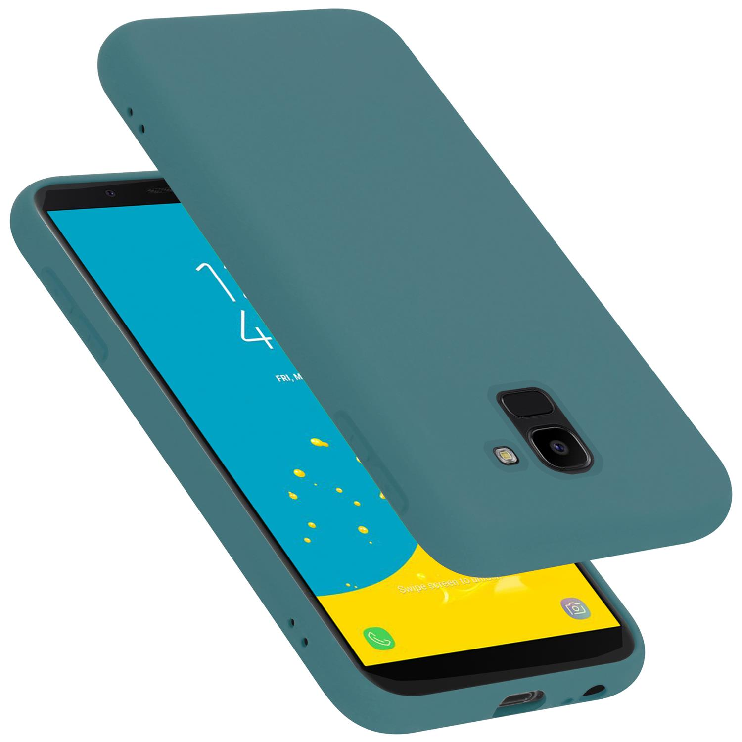 Style, CADORABO Samsung, Hülle Silicone Galaxy LIQUID Backcover, im J6 Liquid Case GRÜN 2018,