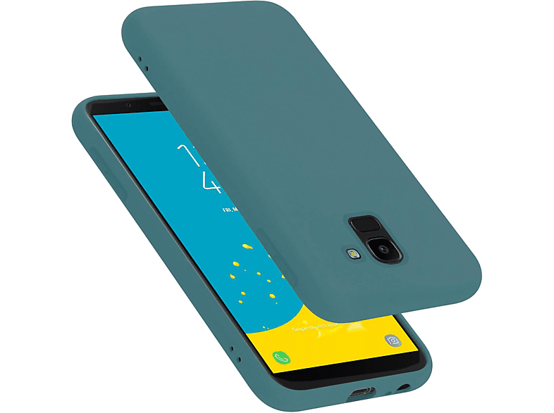 CADORABO Hülle im Liquid Silicone Case Style, Backcover, Samsung, Galaxy J6 2018, LIQUID GRÜN