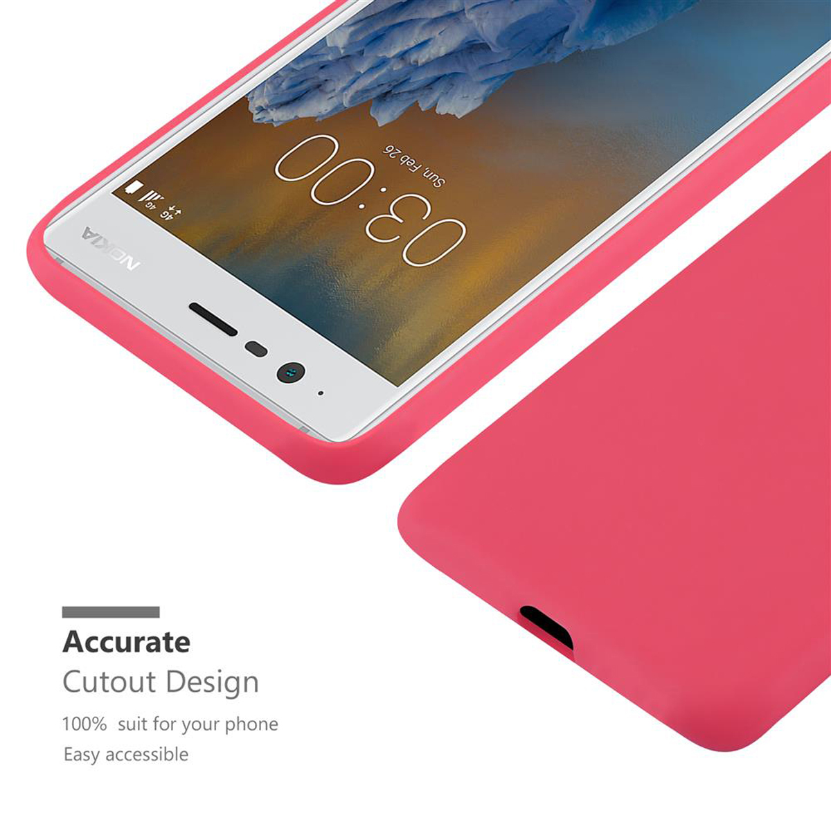 Nokia, 2017, Backcover, CANDY 3 Hülle Candy CADORABO ROT TPU Style, im