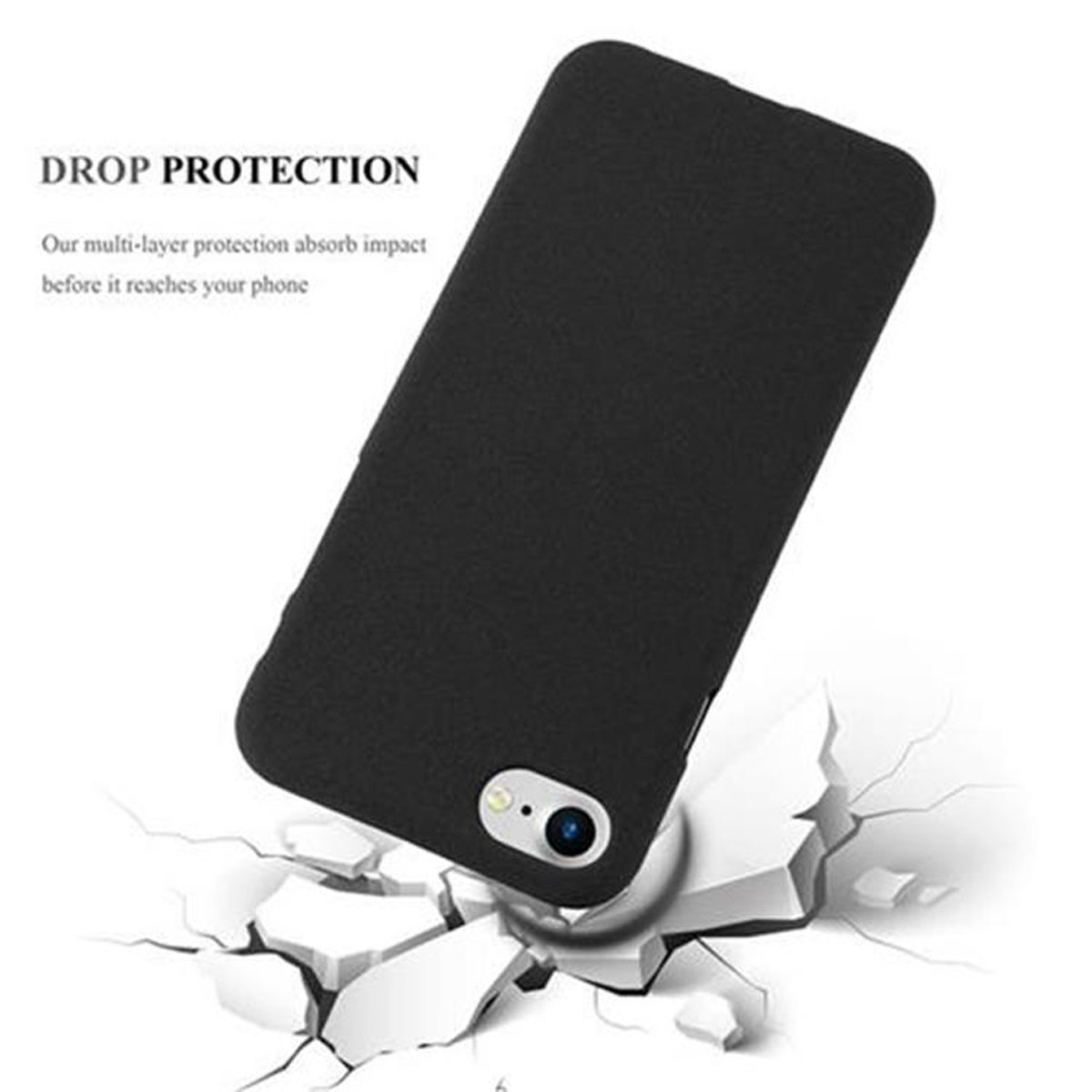/ 7S / 2020, SE iPhone Frosted CADORABO SCHWARZ Schutzhülle, 7 Apple, / FROST Backcover, 8 TPU