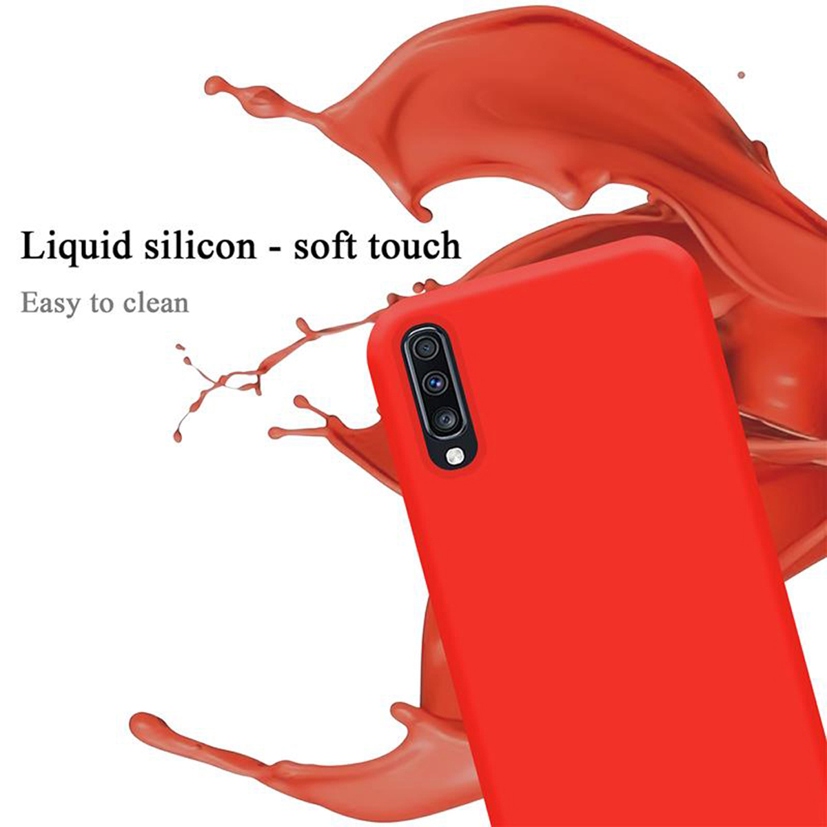 CADORABO Hülle im Liquid LIQUID A70s, / Galaxy Case Silicone A70 Backcover, ROT Style, Samsung