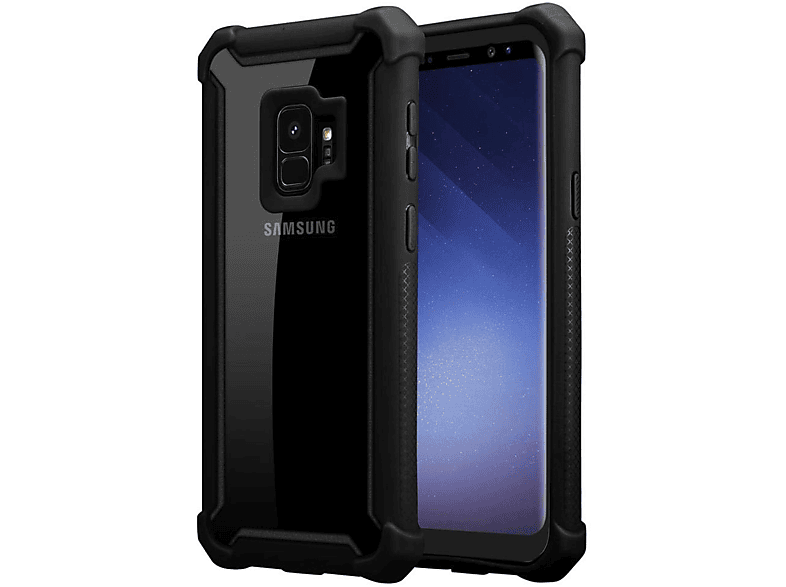 Galaxy Schutz, 2-in-1 Samsung, Hülle Backcover, SCHWARZ Hybrid S9, ERLEN CADORABO