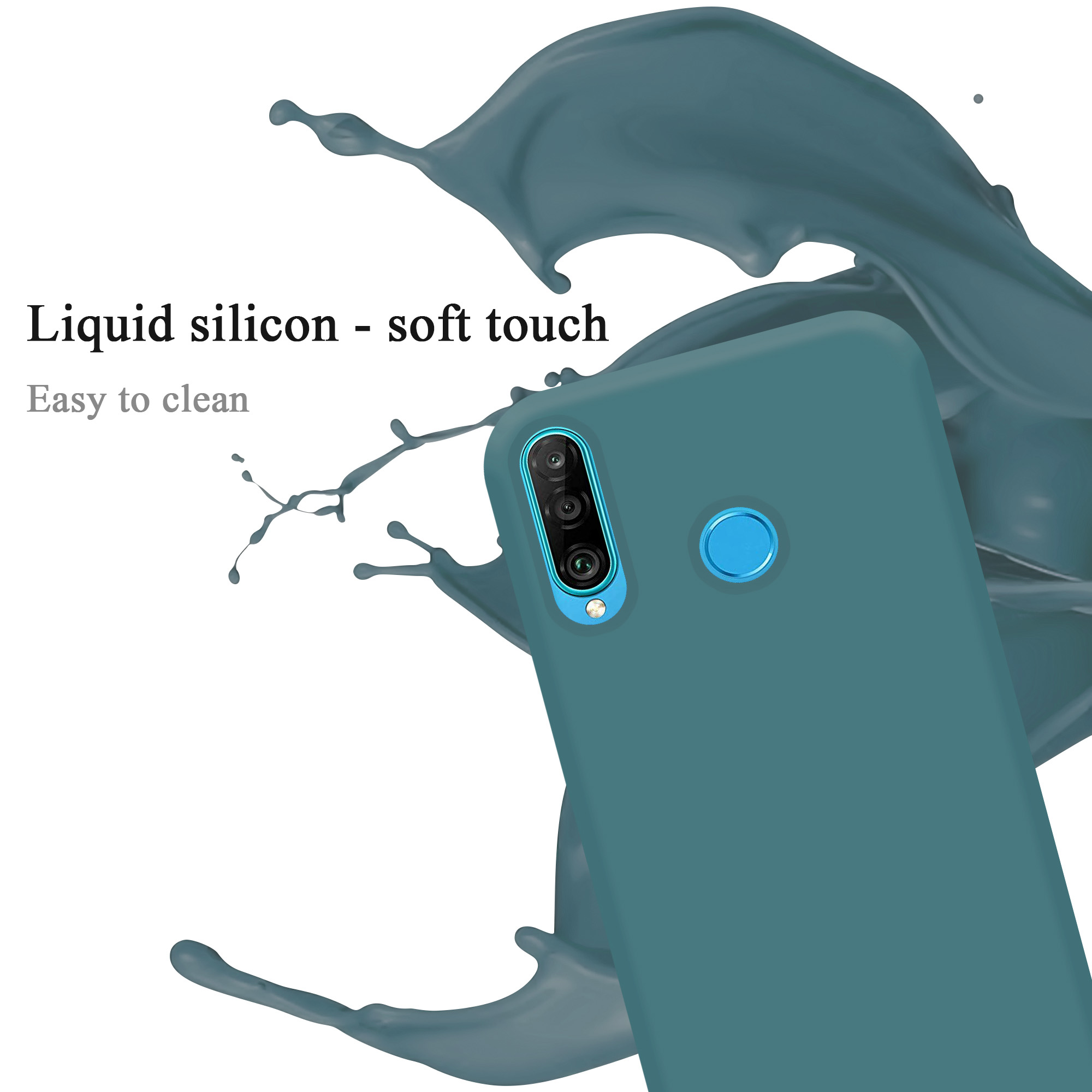 LITE, Liquid im Huawei, Backcover, CADORABO P30 Style, Hülle Case LIQUID Silicone GRÜN