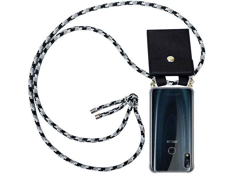 CADORABO Handy Kette mit Gold ZenFone abnehmbarer und CAMOUFLAGE SCHWARZ (6.3 PRO Ringen, M2 Band Hülle, Zoll), Kordel MAX Asus, Backcover