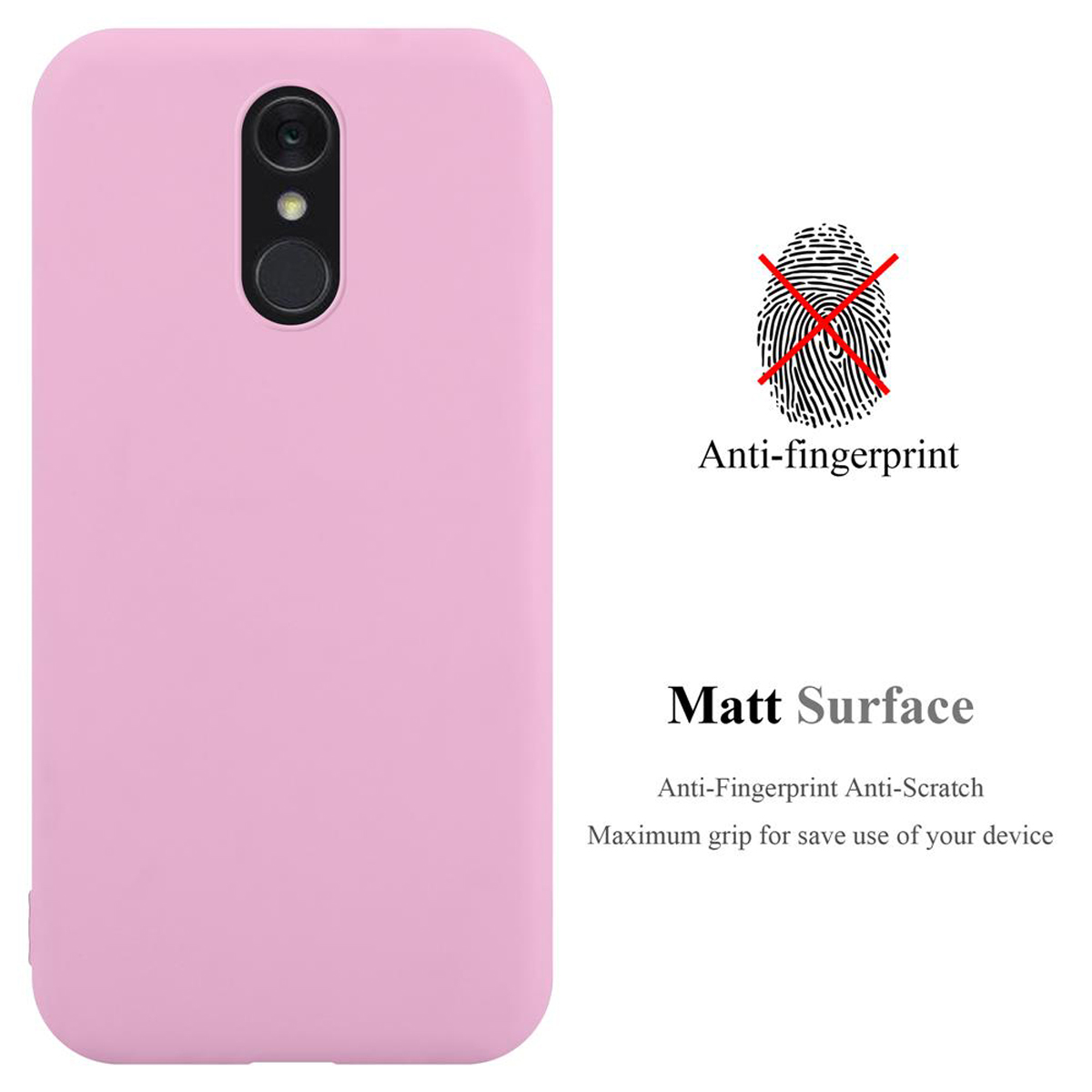 CADORABO in silicone TPU flessibile Candy Style Cover per LG Q7 / Q7a / Q7+, CANDY ROSA