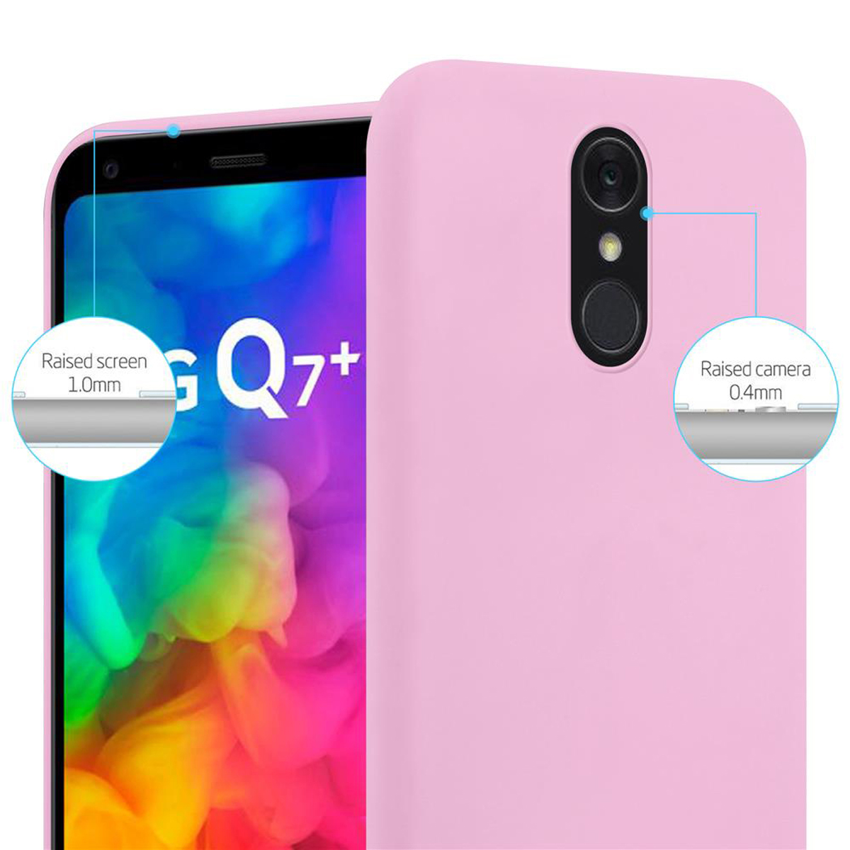 CADORABO in silicone TPU flessibile Candy Style Cover per LG Q7 / Q7a / Q7+, CANDY ROSA