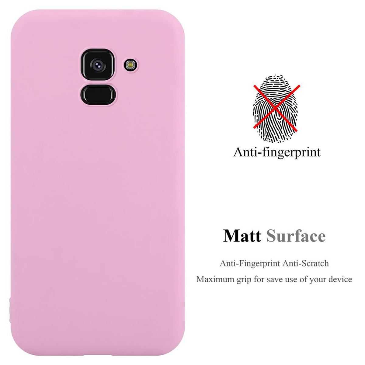 Custodia per telefono rosa. Anti-impronta, superficie opaca. Custodia con intaglio per fotocamera.