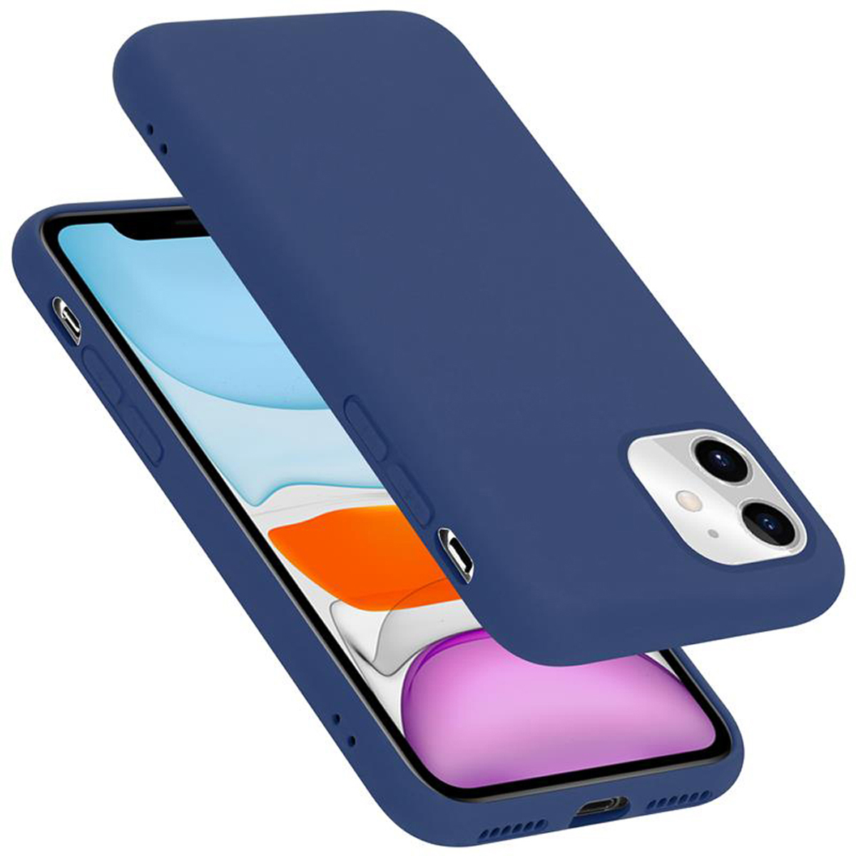 Apple, Silicone Liquid Case 11, CADORABO Hülle iPhone BLAU Backcover, Style, im LIQUID