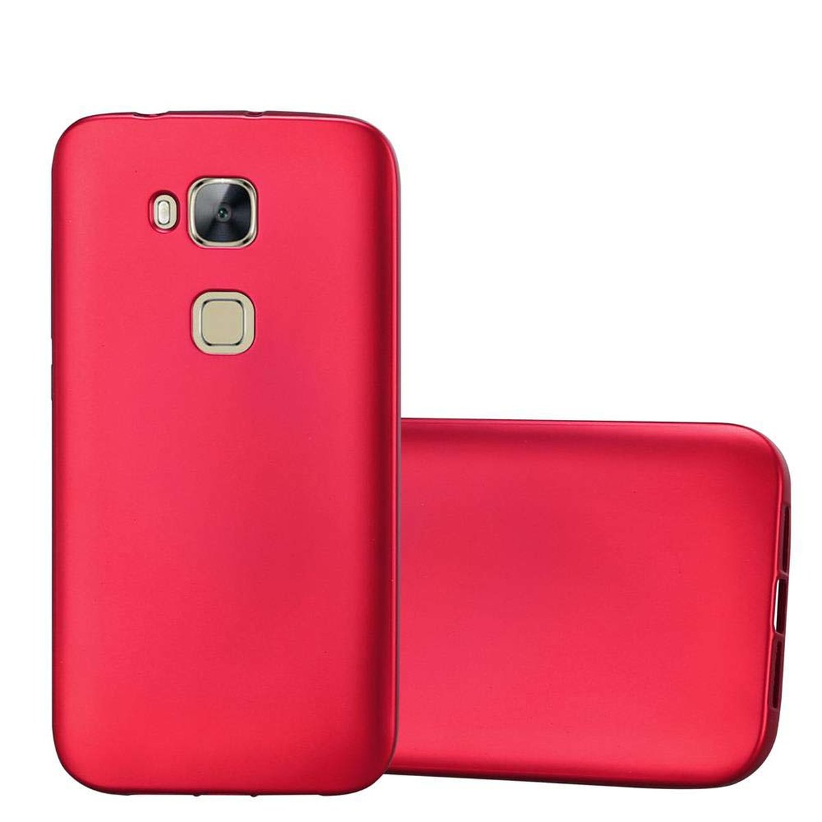 Una funda de teléfono roja sobre fondo blanco. La funda es visible.
