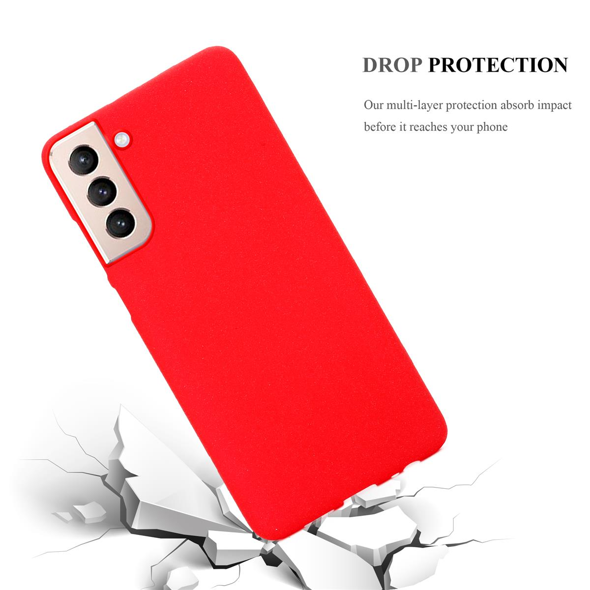 CADORABO TPU ROT Schutzhülle, Galaxy Backcover, Frosted S21 Samsung, FROST PLUS