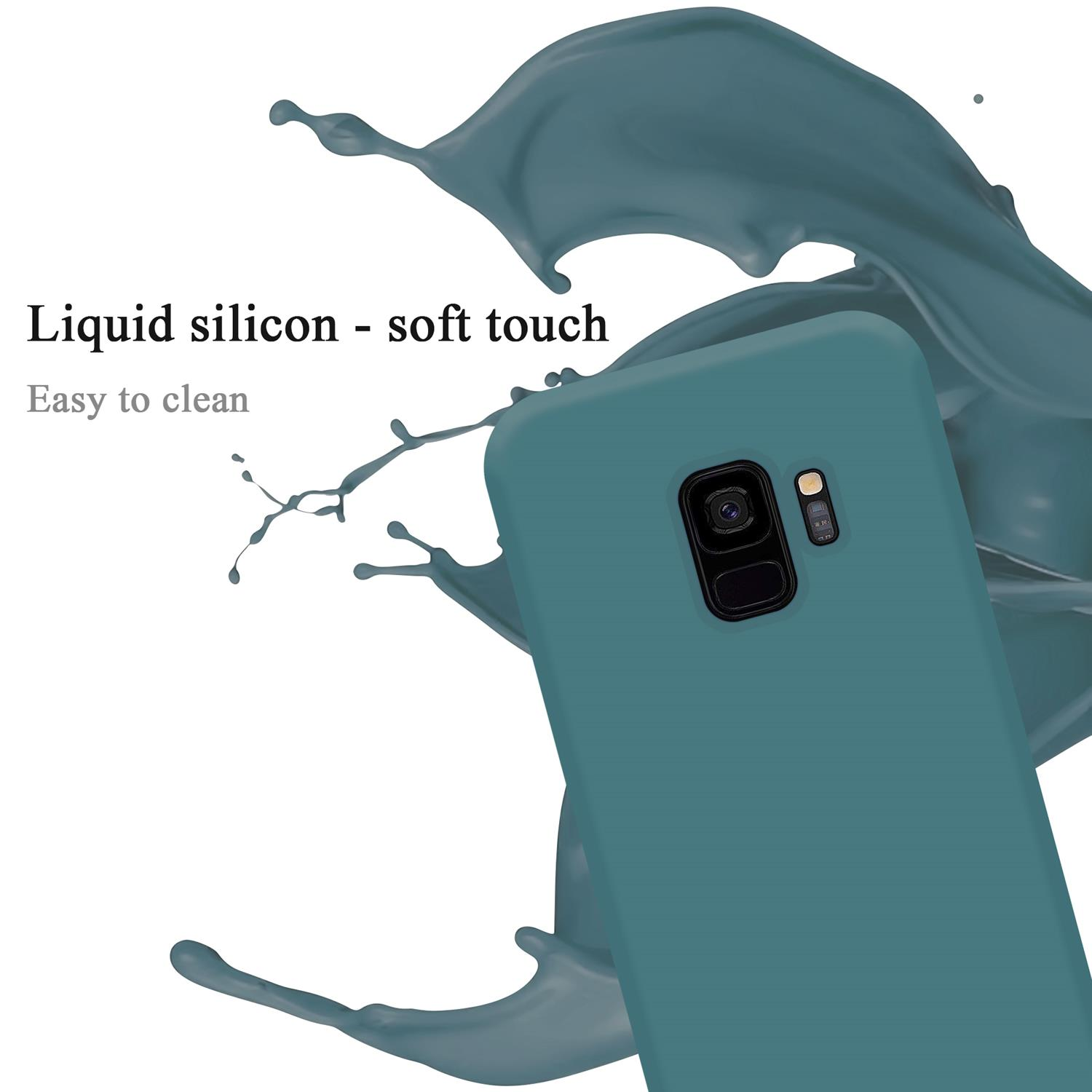 CADORABO Hülle im Liquid Silicone LIQUID GRÜN Backcover, S9, Samsung, Case Style, Galaxy