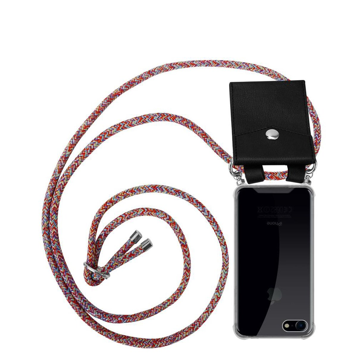 CADORABO Handy Kette / mit Kordel iPhone / abnehmbarer SE Silber 7 / 8 PARROT Ringen, Band 2020, COLORFUL 7S Apple, Hülle, Backcover, und