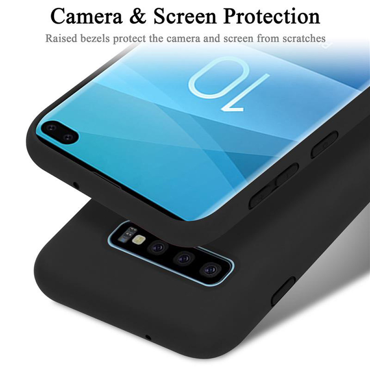 Samsung, Case Liquid Silicone PLUS, LIQUID Backcover, im CADORABO Style, Galaxy Hülle SCHWARZ S10