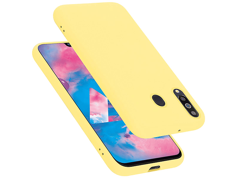 CADORABO Hülle im Liquid Silicone Case Style, Backcover, Samsung, Galaxy M30 / A40s, LIQUID GELB