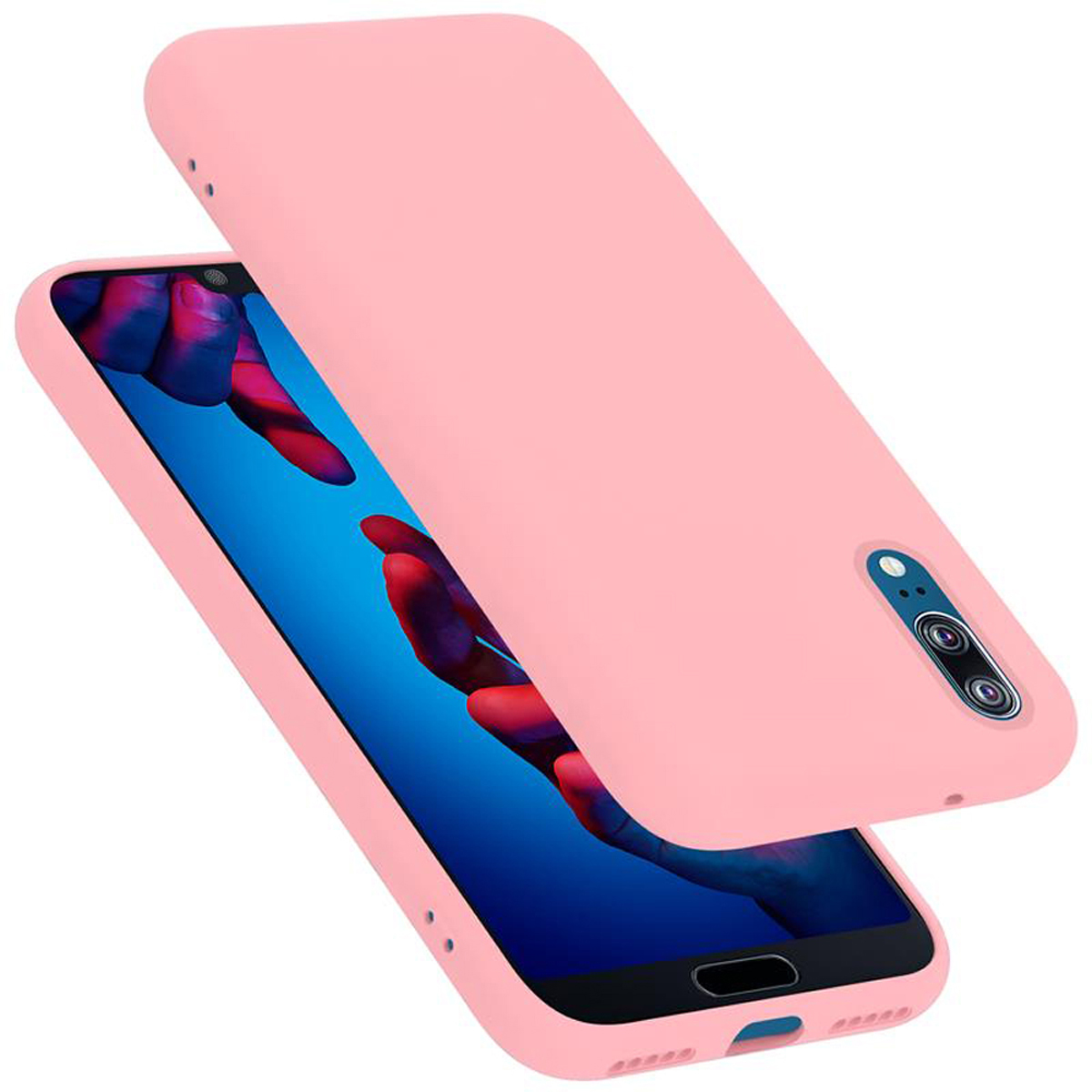 Silicone Huawei, Backcover, P20, Hülle LIQUID PINK Style, CADORABO Case im Liquid