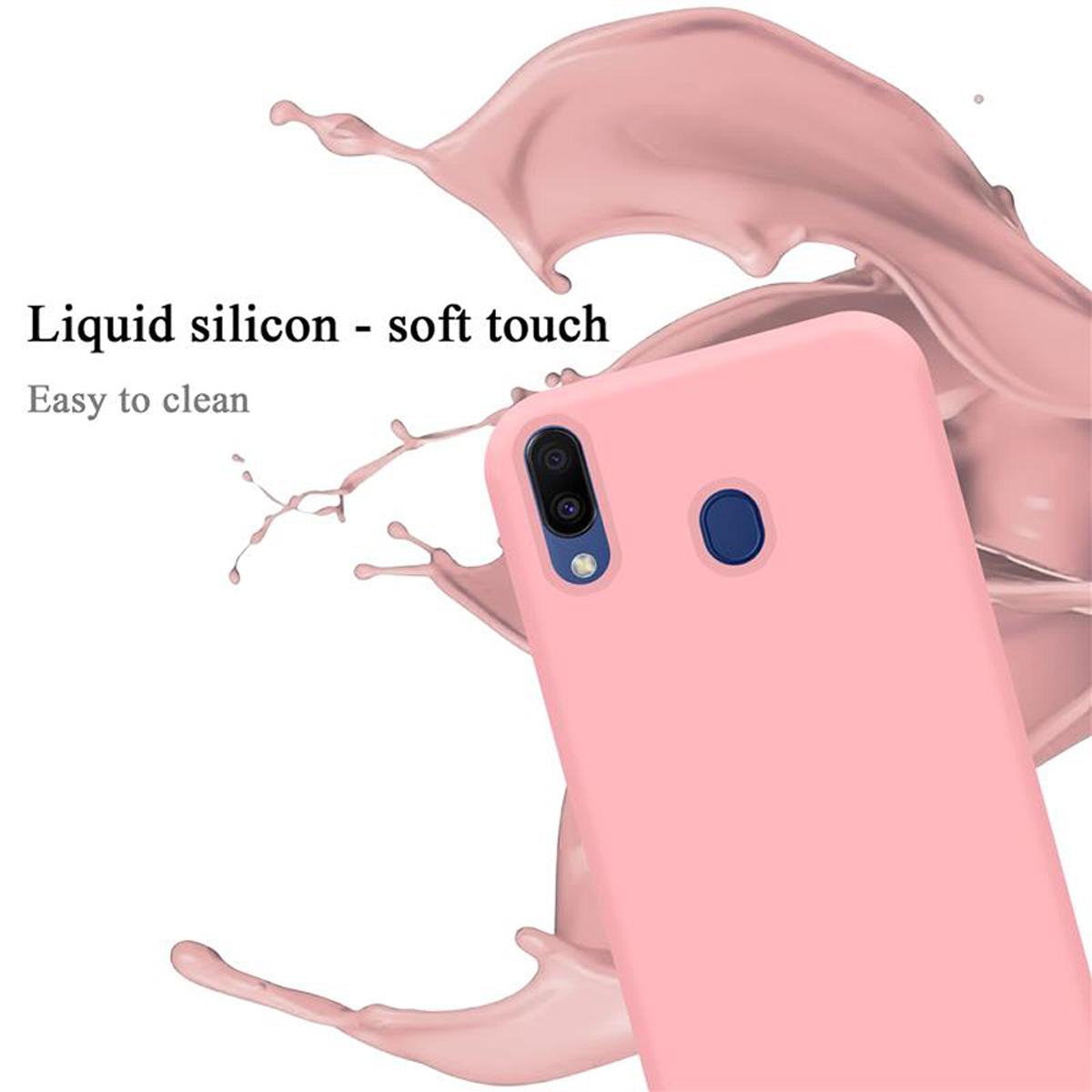 LIQUID Samsung, Backcover, Silicone Hülle Style, Case im Liquid PINK Galaxy CADORABO M20,