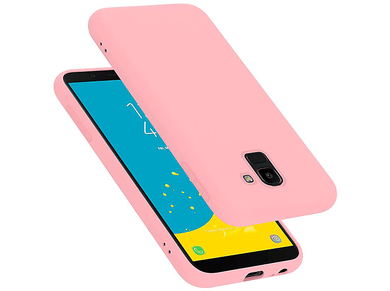 CADORABO Hülle im Liquid Silicone Case Style, Backcover, Samsung, Galaxy J6 2018, LIQUID PINK