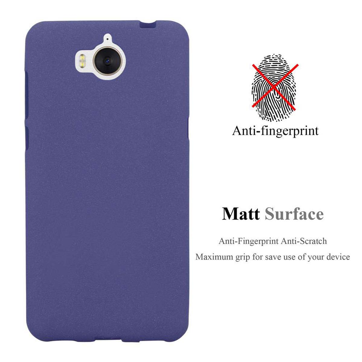 CADORABO TPU Frosted Schutzhülle, Backcover, Y5 Huawei, DUNKEL Y6 BLAU / 2017 2017, FROST