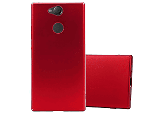 carcasa de móvil  - Funda rígida para móvil de plástico duro – Carcasa Hard Cover protección CADORABO, Sony, Xperia XA2, metal rojo